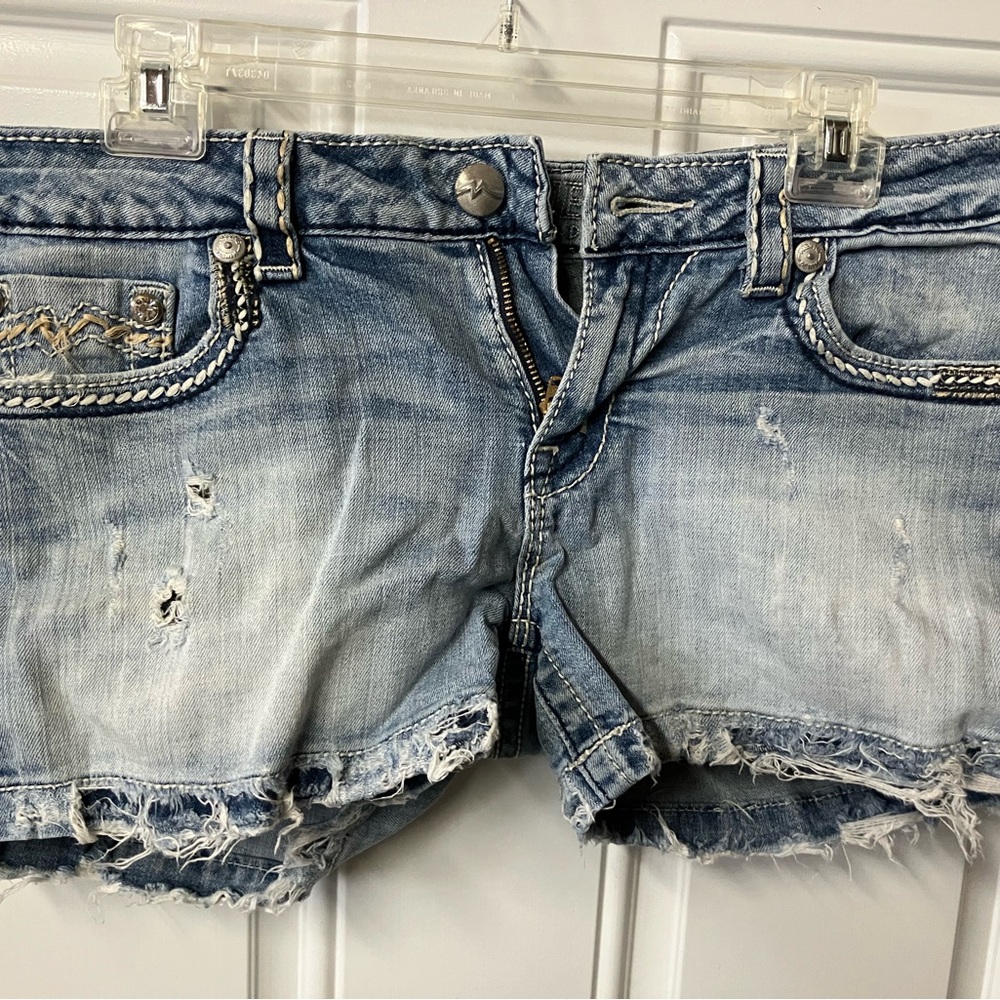 Miss Me Light Blue Distressed Jean Shorts